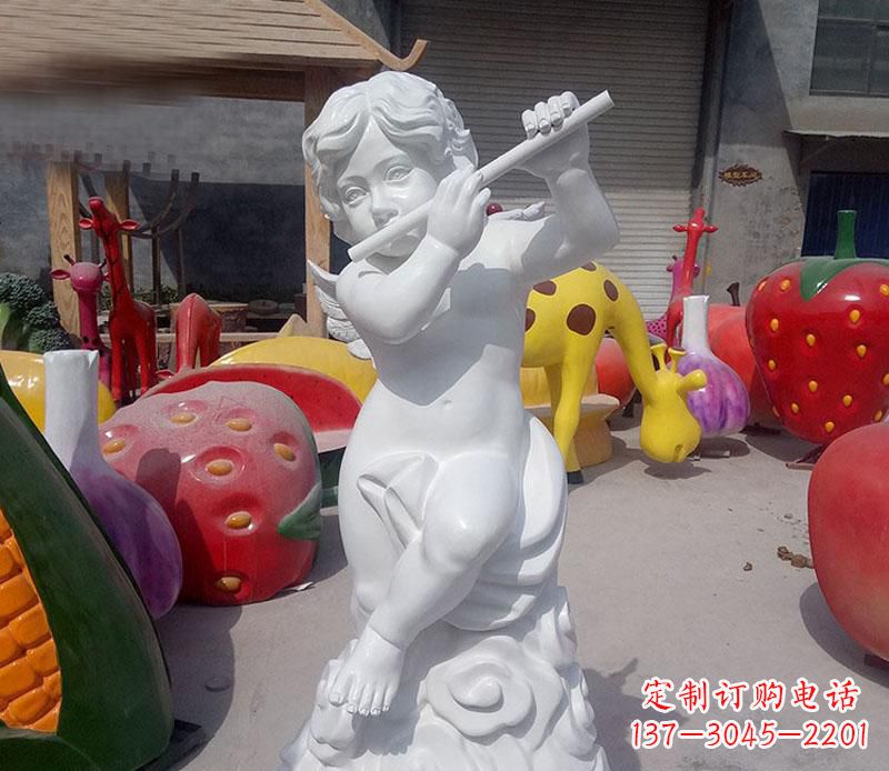 张掖天使吹笛人物石雕