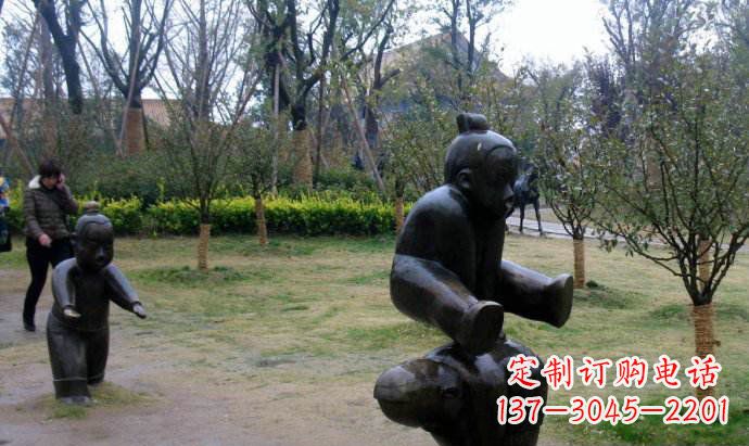 张掖跳山羊公园人物铜雕