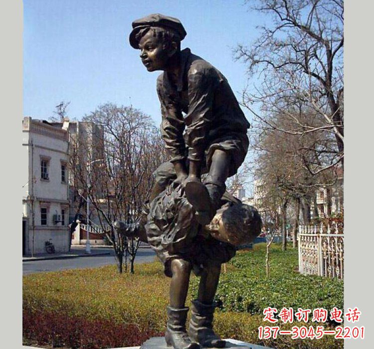 张掖跳山羊人物铜雕
