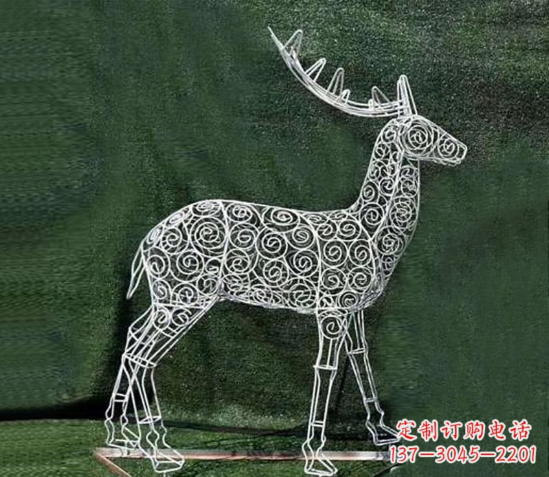 张掖铁艺不锈钢镂空梅花鹿雕塑