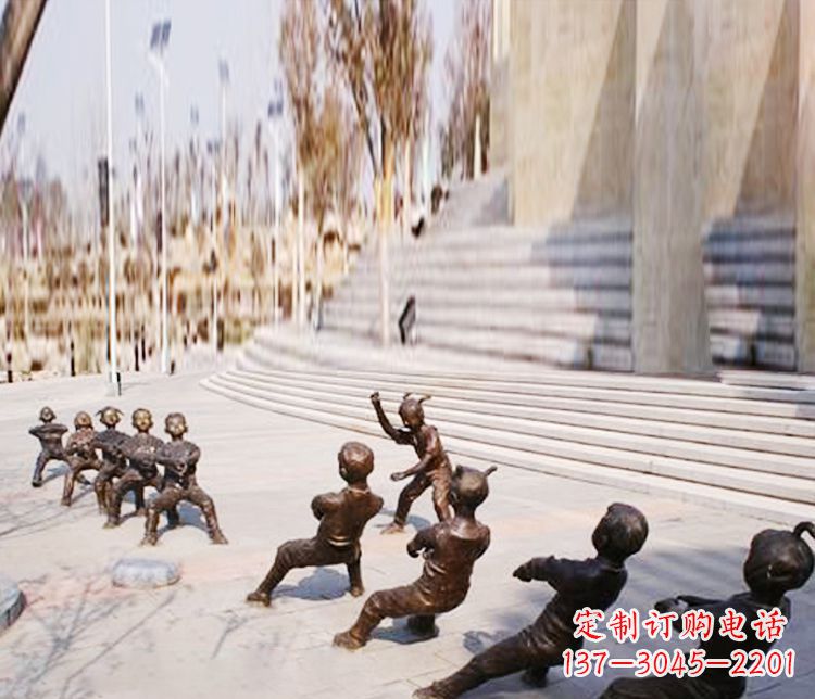 张掖铜雕拔河儿童游戏雕塑