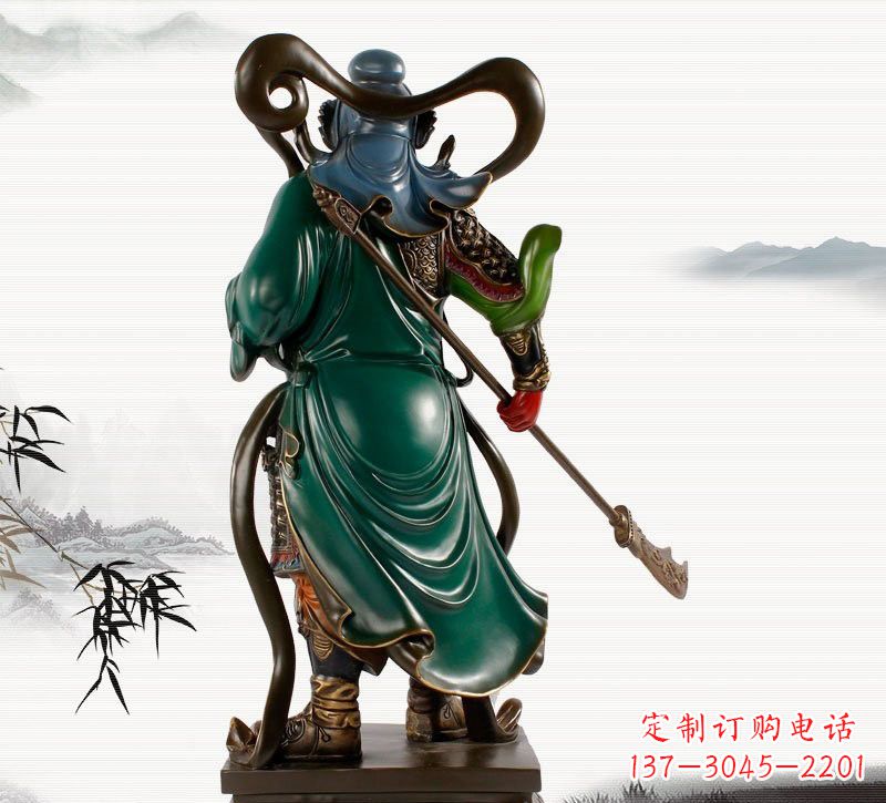 张掖铜雕彩绘武财神关公