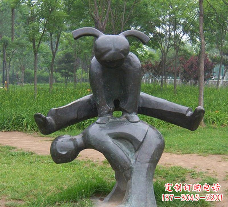 张掖铜雕抽象跳山羊儿童