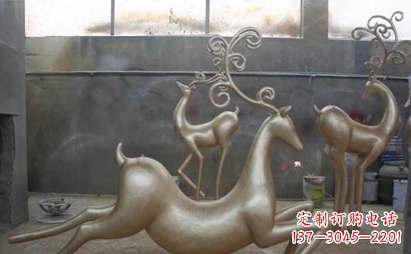 张掖铜雕抽象树枝梅花鹿雕塑
