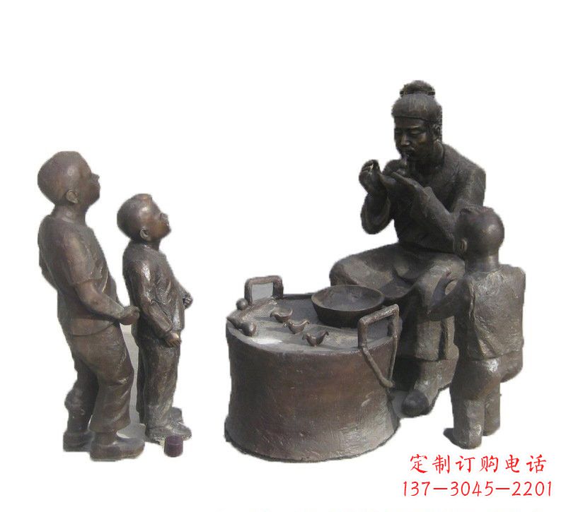 张掖铜雕吹糖人的古代人物