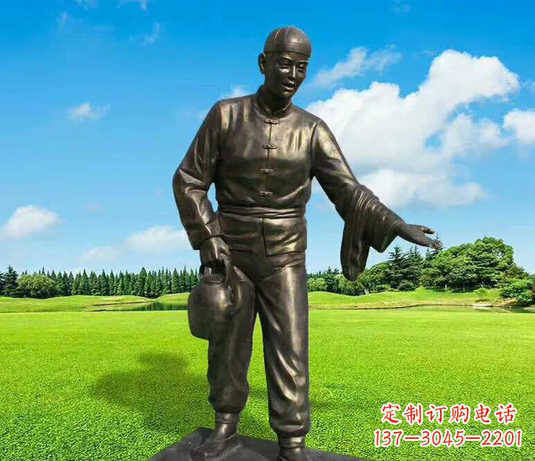 张掖铜雕店小二人物雕塑1