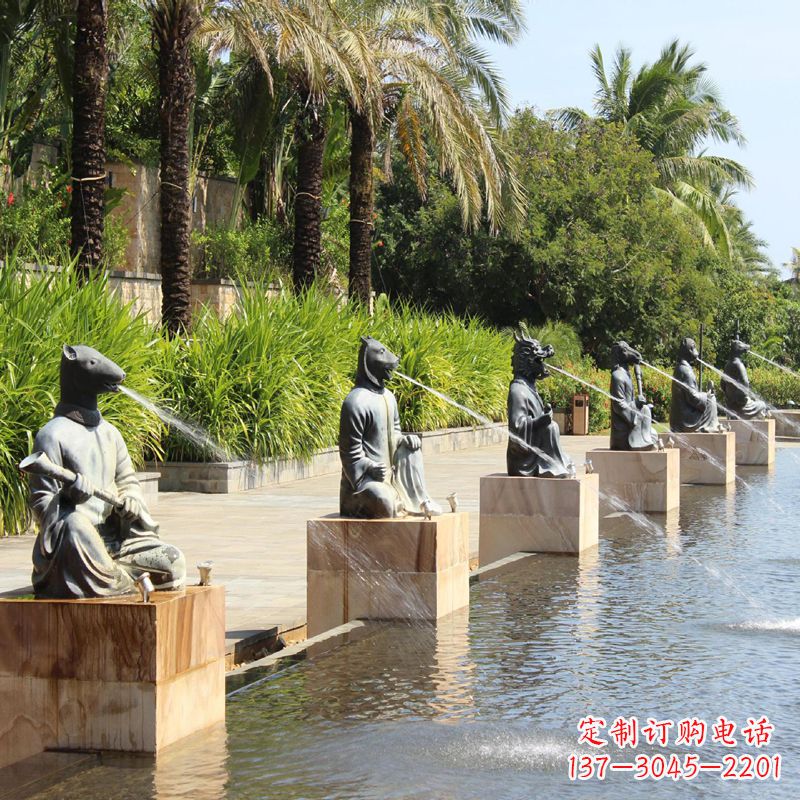 张掖铜雕动物喷泉景观雕塑