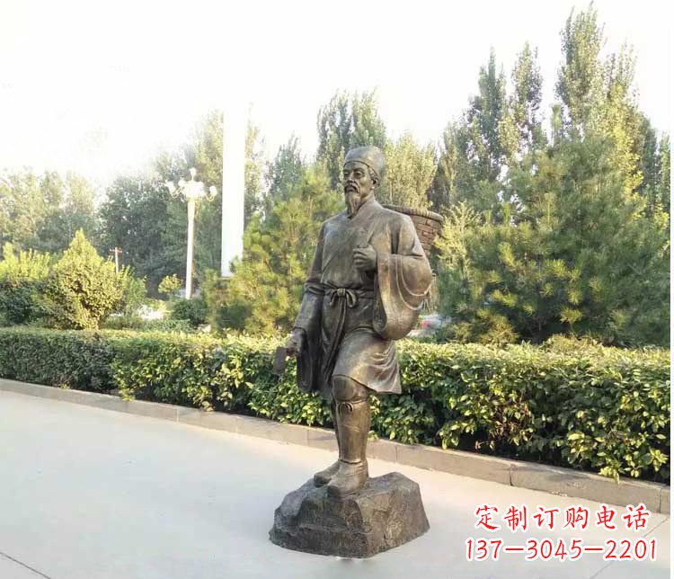 张掖铜雕古代名医李时珍雕塑