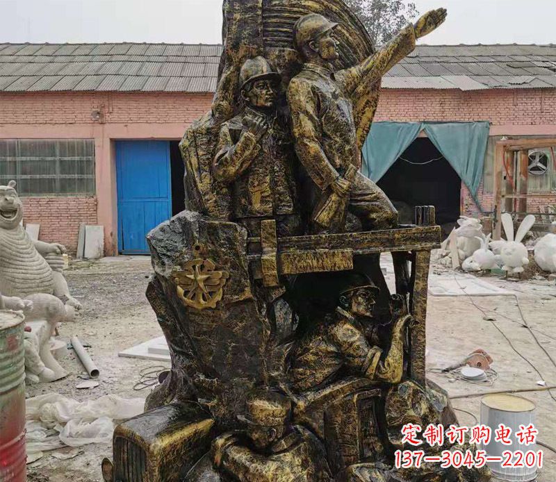 张掖铜雕广场解放战士雕塑
