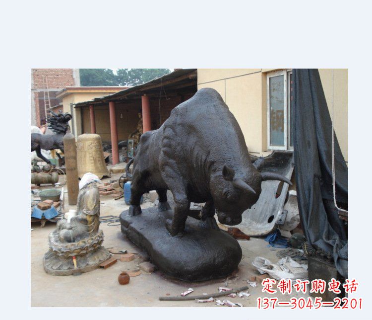 张掖铜雕广场水牛动物雕塑