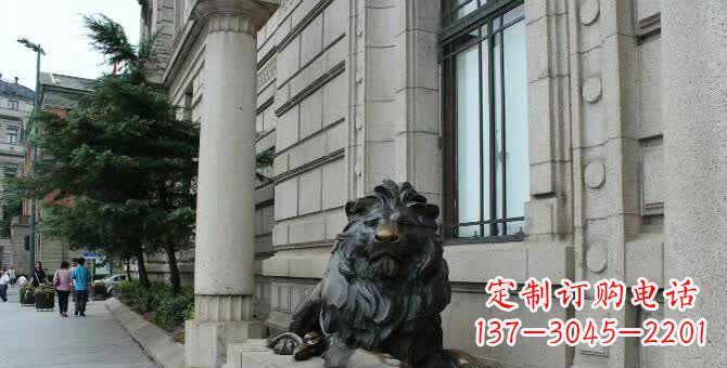 张掖铜雕跪姿狮子