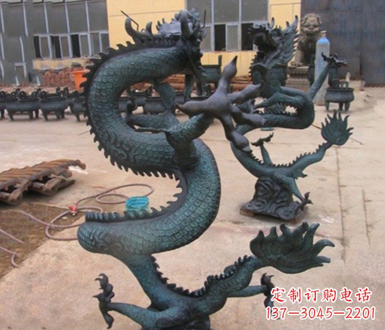 张掖铜雕户外装饰神龙雕塑摆件