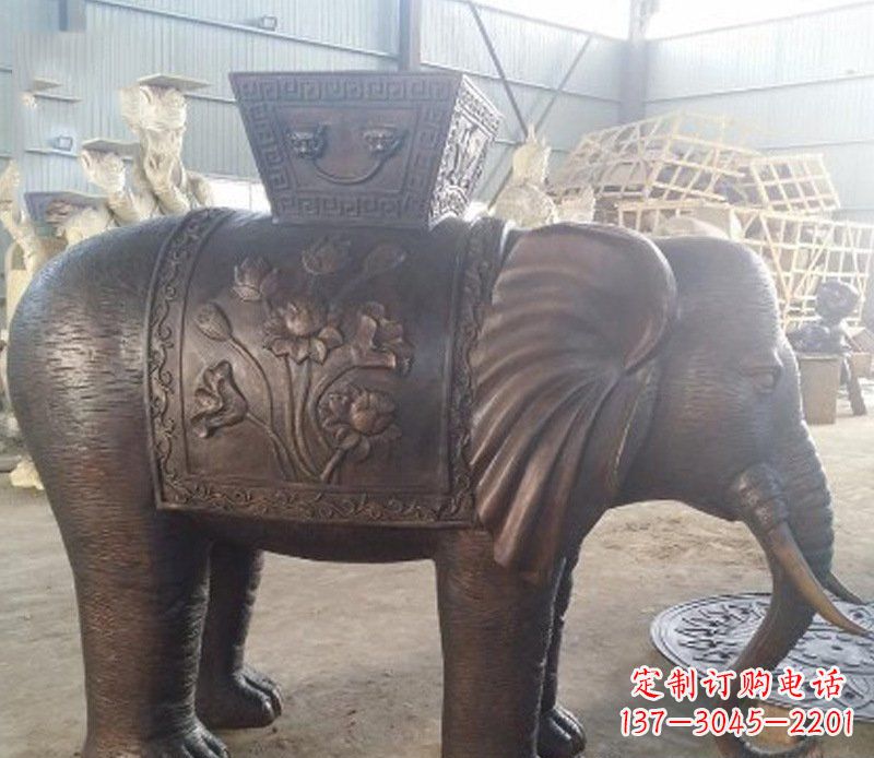 张掖铜雕吉祥大象园林动物摆件