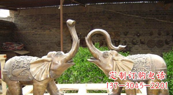 张掖铜雕吉祥小象公园动物雕塑