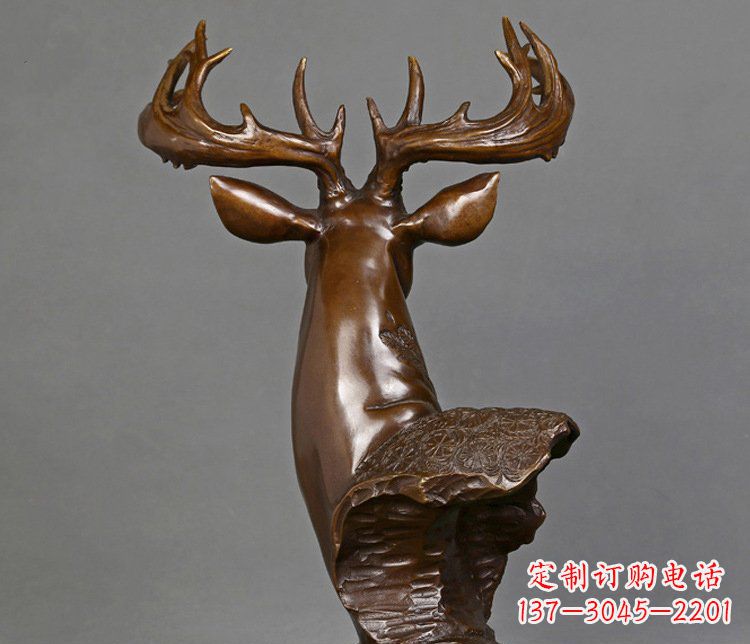 张掖铜雕吉祥招财鹿头雕塑摆件
