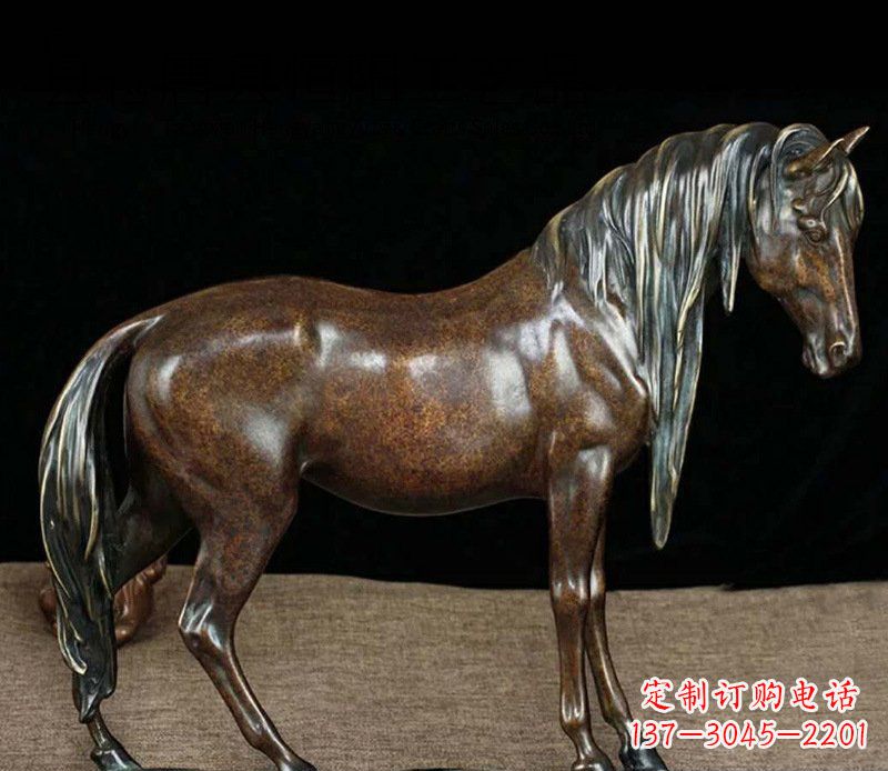 张掖铜雕马公园动物摆件