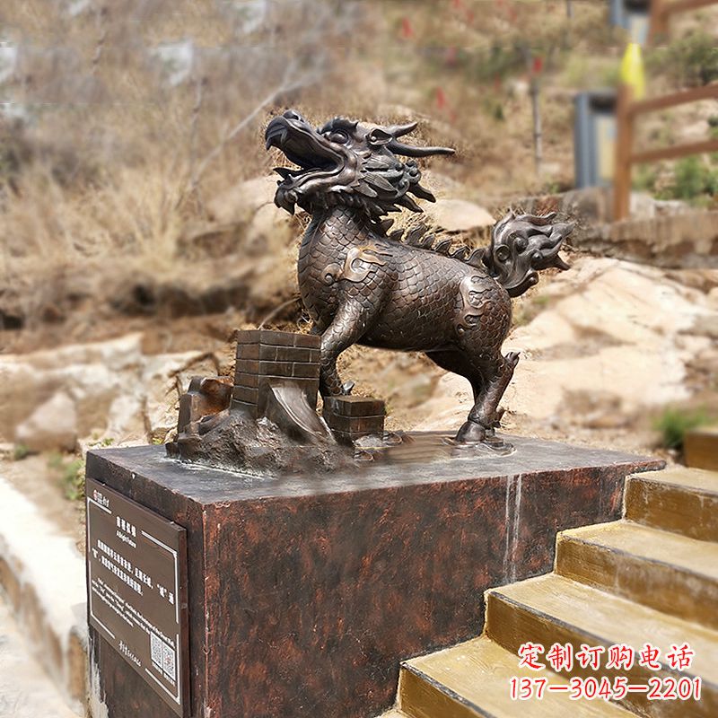 张掖铜雕麒麟景观雕塑装饰品