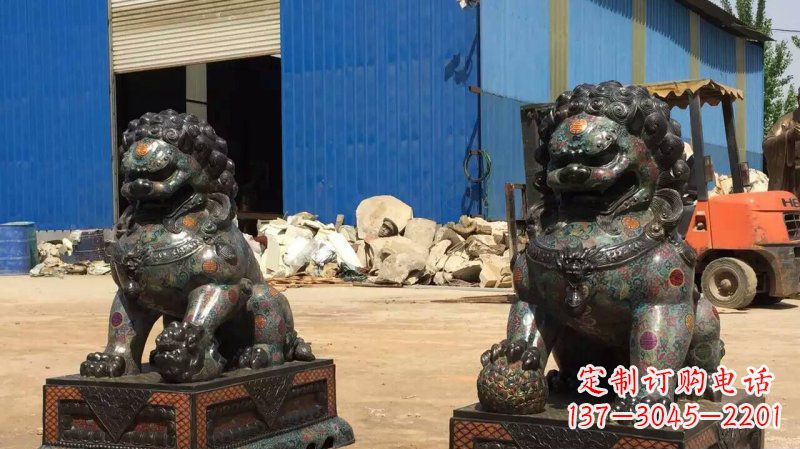 张掖铜雕企业招财狮子雕塑摆件