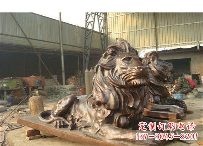 张掖铜雕狮子公司门口雕塑