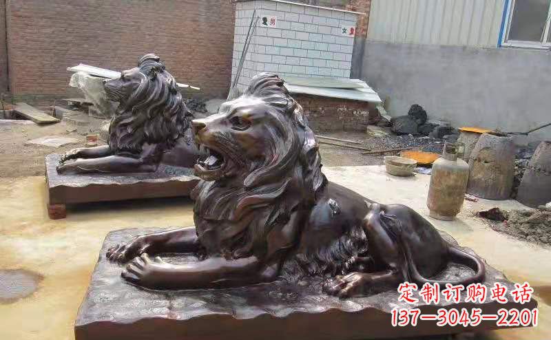 张掖铜雕狮子户外摆件镇宅动物雕塑