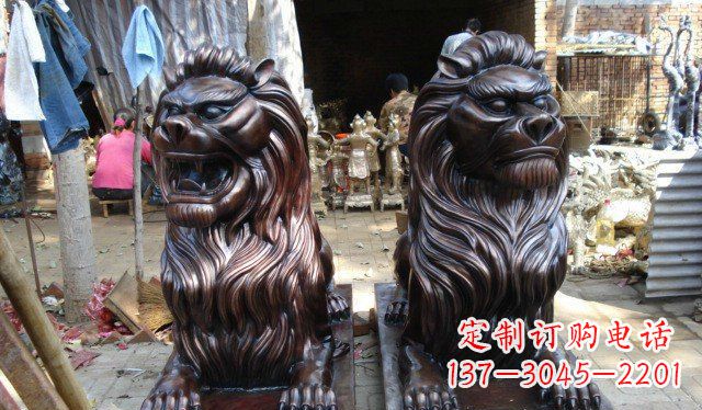 张掖铜雕狮子公司门口雕塑 (2)