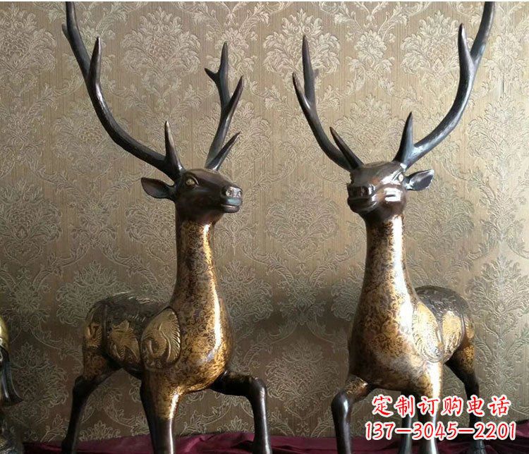 张掖铜雕室内装饰动物鹿雕塑