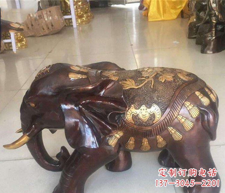 张掖铜雕室内装饰小象雕塑摆件