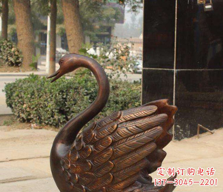张掖铜雕水景天鹅动物雕塑