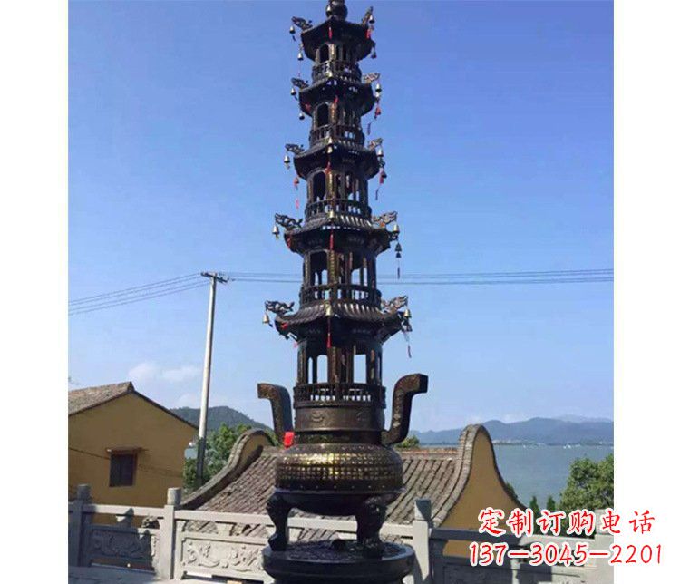 张掖铜雕寺庙大型多层香炉