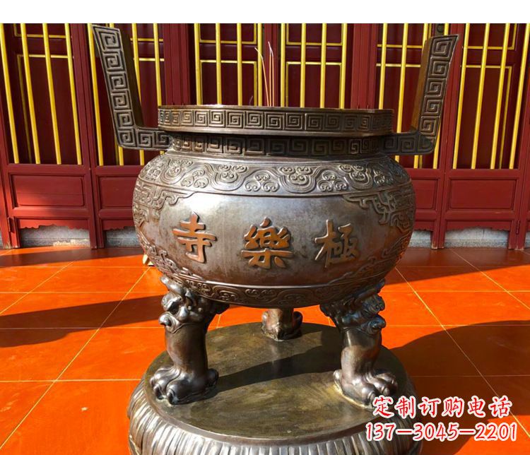 张掖铜雕寺庙景观香炉