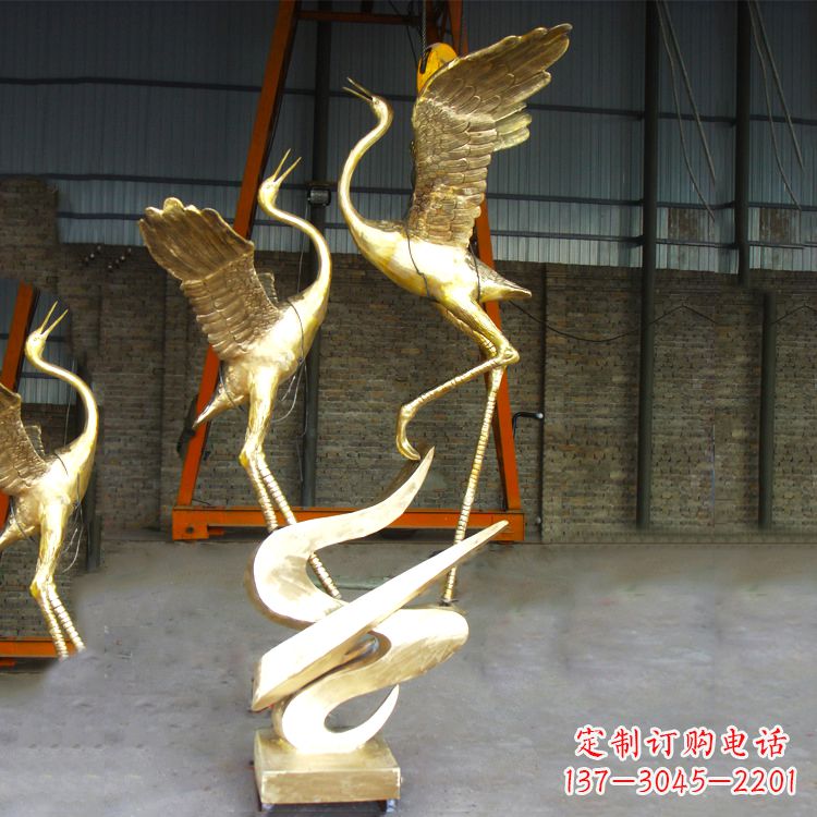张掖铜雕仙鹤景观雕塑