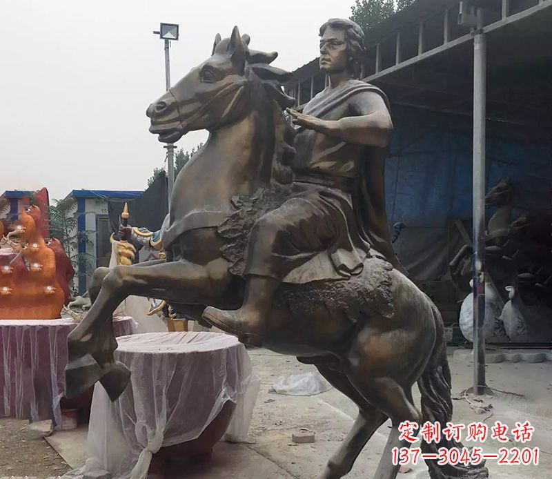 张掖铜雕现代骑马人物公园景观