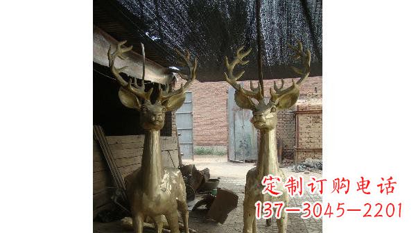 张掖铜雕小鹿公园动物雕塑 (2)