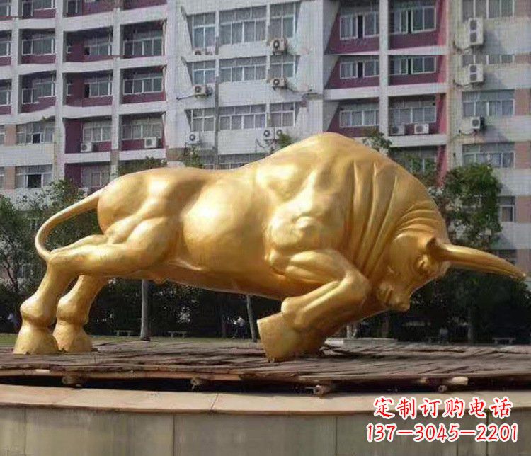 张掖铜雕小区动物牛摆件 (3)