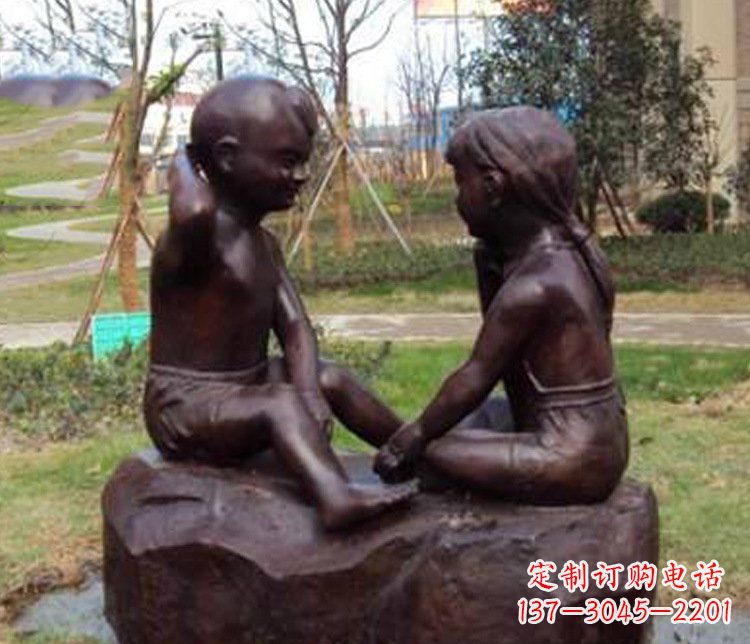 张掖铜雕小区玩游戏儿童雕塑