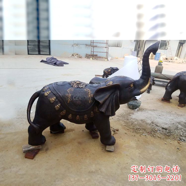 张掖铜雕小象雕塑摆件