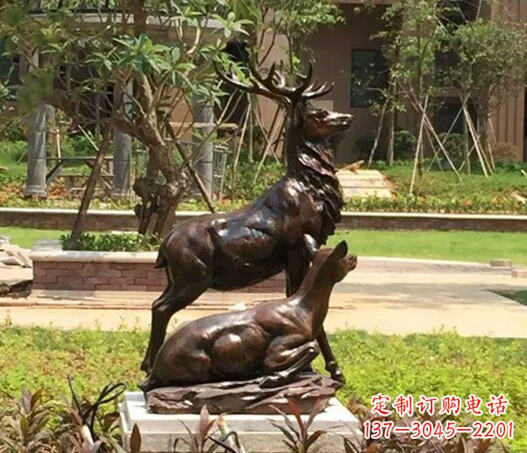 张掖铜雕园林梅花鹿雕塑摆件