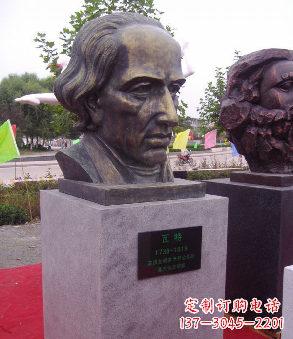 张掖瓦特胸像名人铜雕 (2)