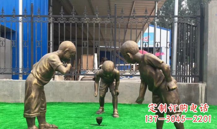张掖玩陀螺儿童铜雕