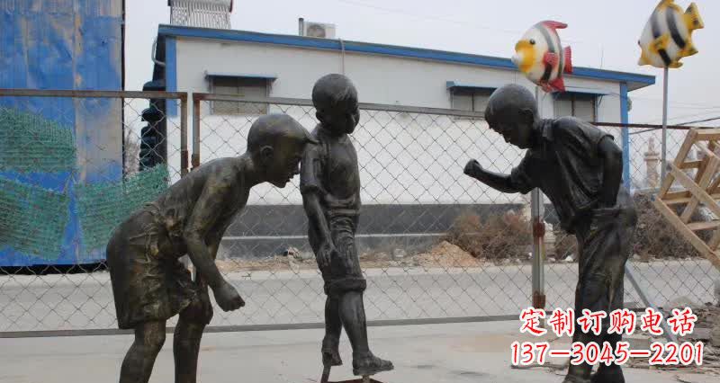 张掖玩陀螺人物铜雕