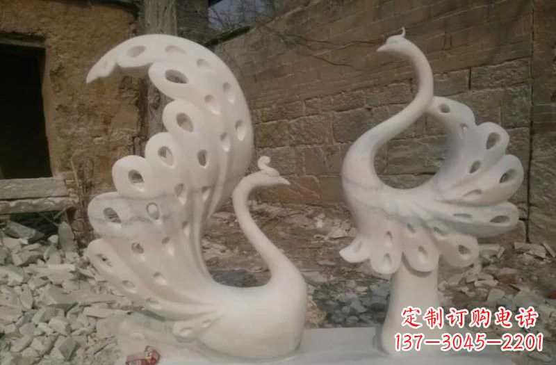 张掖晚霞红抽象石雕孔雀