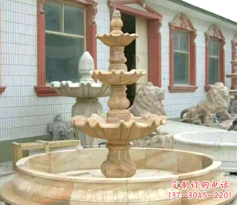 张掖晚霞红大型喷泉石雕 (3)