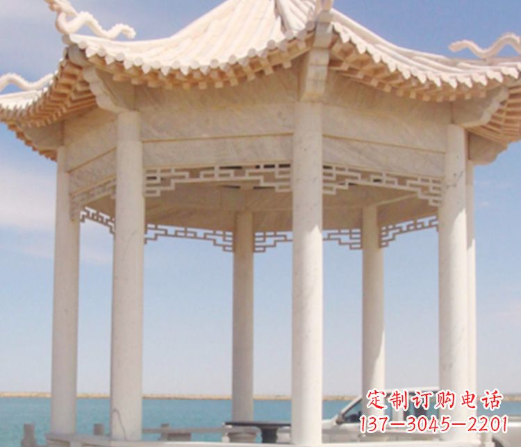 张掖晚霞红单层凉亭石雕