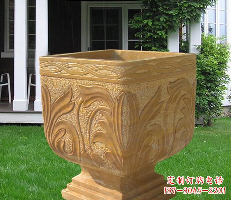 张掖晚霞红雕刻景观花盆雕塑