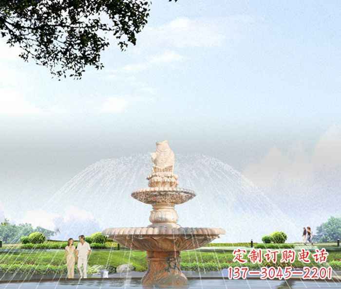 张掖晚霞红多层大型石雕喷泉 (4)