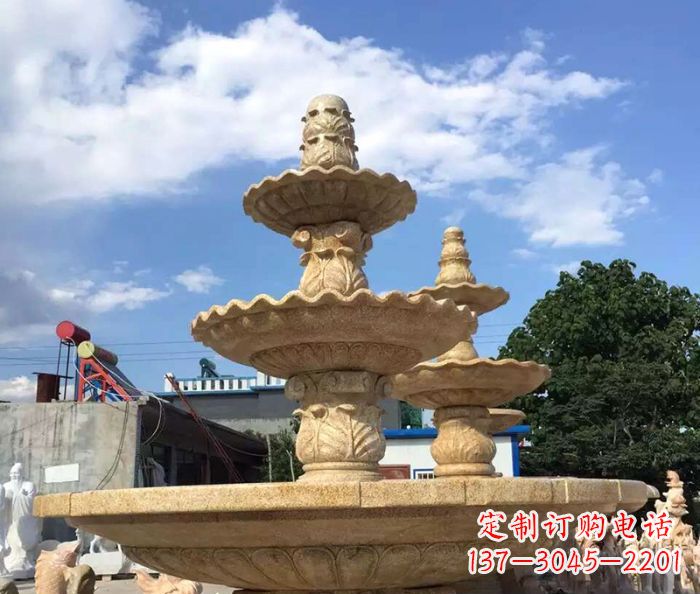 张掖晚霞红多层喷泉石雕