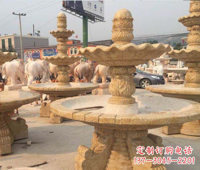 张掖晚霞红多层大型石雕喷泉
