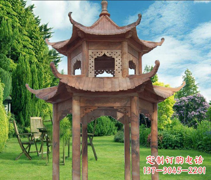 张掖晚霞红公园建筑凉亭