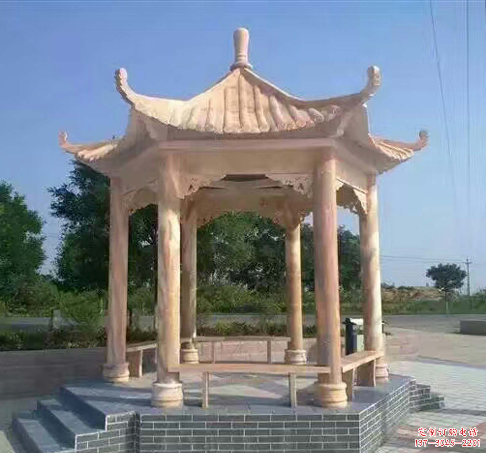 张掖晚霞红公园景观凉亭