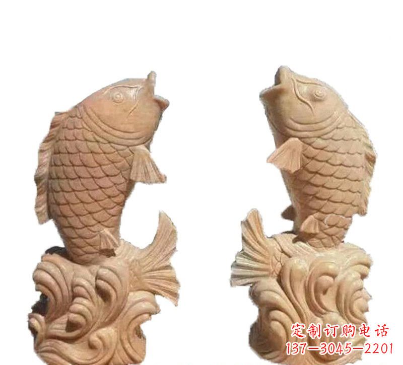 张掖晚霞红公园喷水鲤鱼石雕